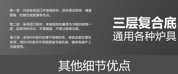 兴财 不锈钢蒸锅 34cm双蒸片多用锅（三层底）XCK034