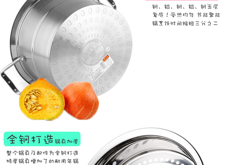 劳特斯（LAOTESI） 蒸宝双层蒸锅 26CM韩式不锈钢 LTS-2019