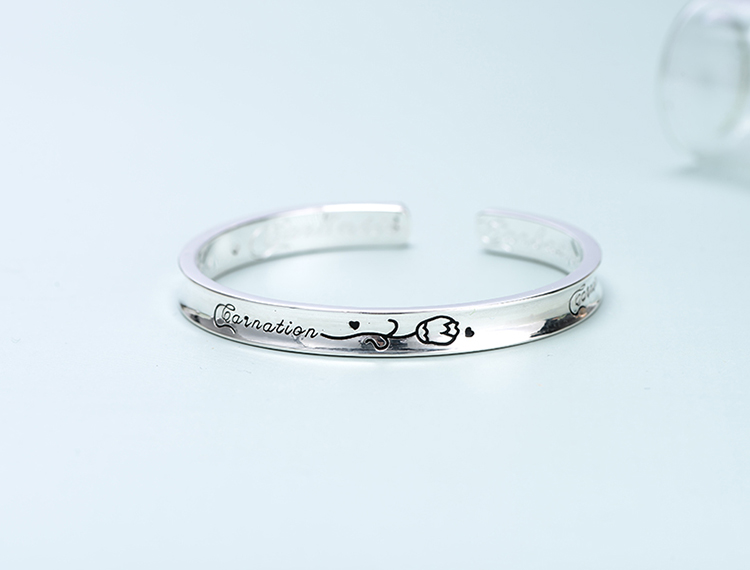 泰光银楼 s999足银手镯女款感恩之花银镯子康乃馨女款送爱人