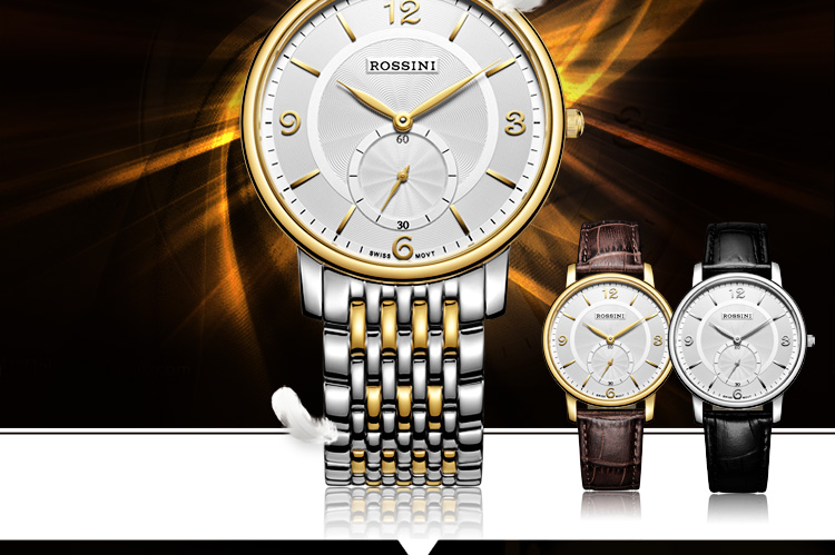 罗西尼rossini手表雅尊商务系列石英皮带情侣表sr6461w01asr6462w01a