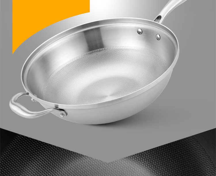 拜格bayco炒锅 32cm复底不锈钢微压节能 无烟不粘电磁炉通用bg1139