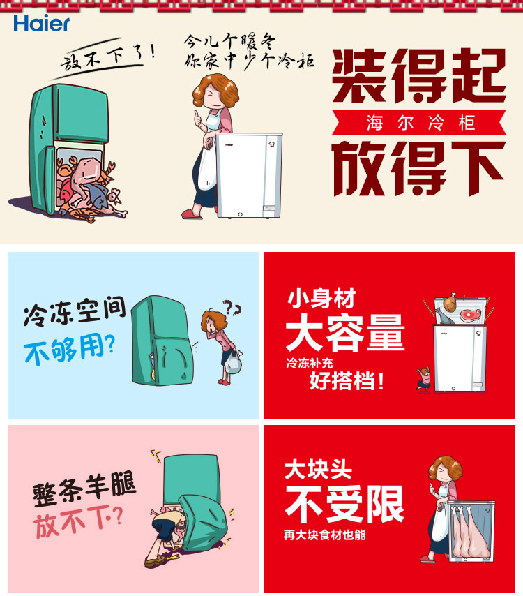
                                                                                海尔（Haier） 202升家用冷藏冷冻转换冰柜 节能单温冷柜小冰箱 BC/BD-202HT                