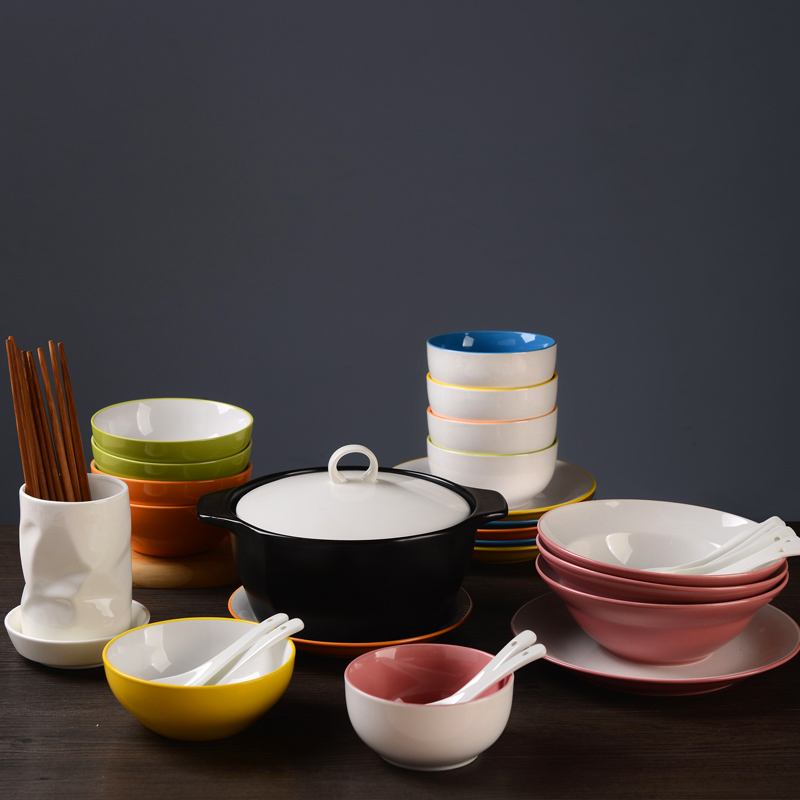 亿嘉ijarl 创意陶瓷42头韩式时尚餐具套装 雅致(南方版)