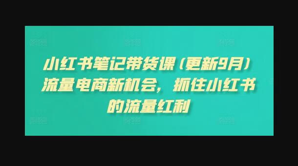 小红书笔记带货课(更新10月)流量电商新机会，抓住小红书的流量红利-源码网