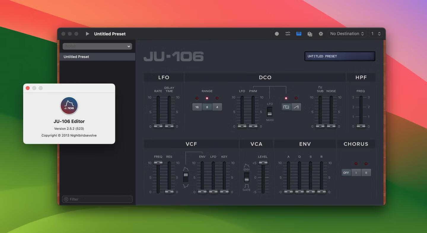 JU-106 Editor for mac v2.5.2激活版 预设管理器和编辑器
