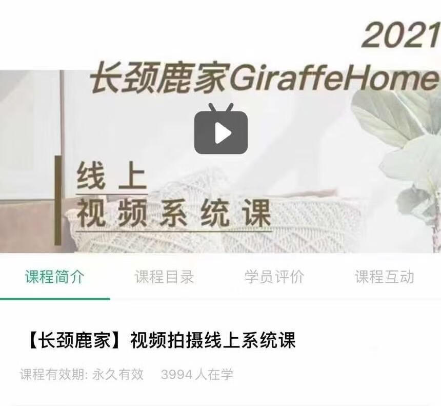 长颈鹿家视频拍摄线上系统课 ——理论、策划、实操、后期