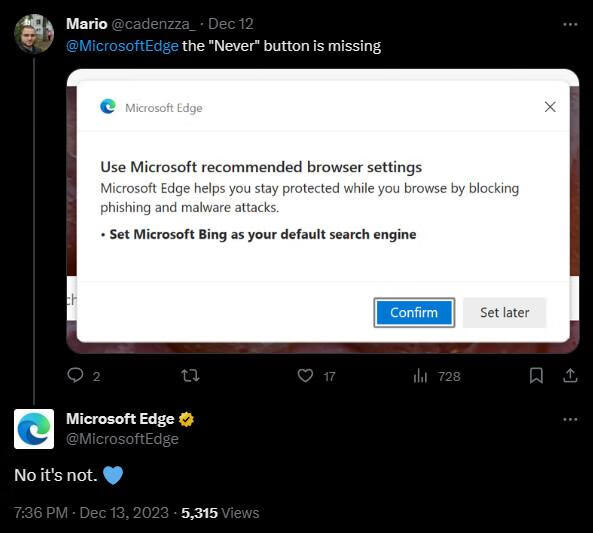 Microsoft Edge升级风波：用户反感激增