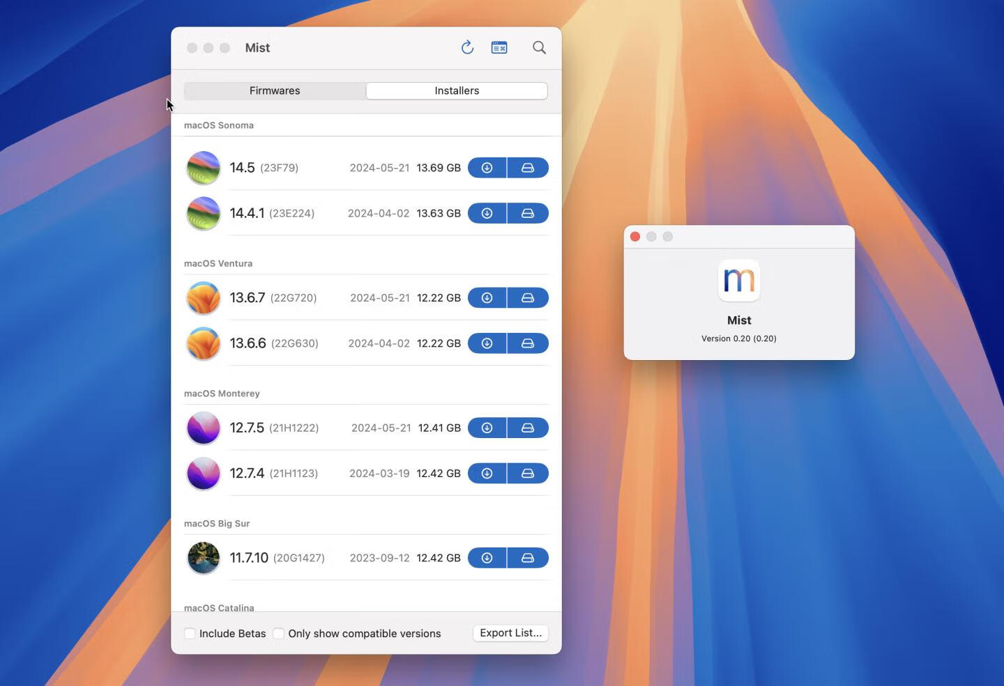 Mist for mac v0.20免费版 历年MacOS系统镜像安装包下载工具