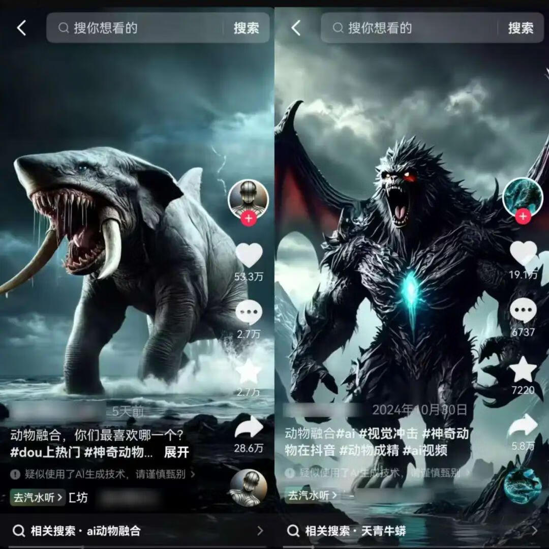 图片[1]-动物融合AI视频，一个作品轻松收获50万赞，手把手教会你！ - 87副业网-87副业网