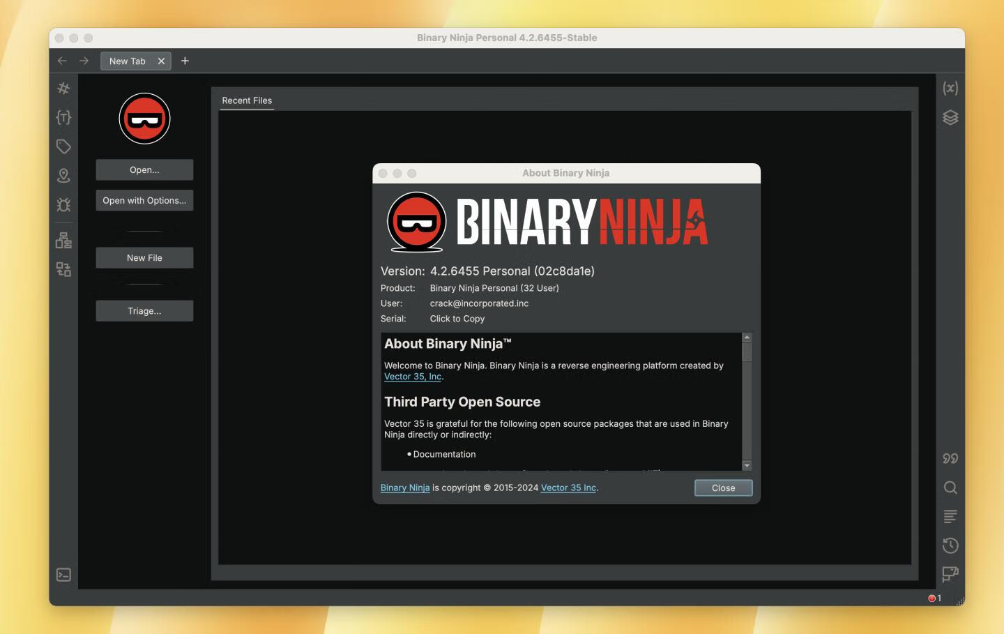 Vector 35 Binary Ninja for Mac v4.2.6455 直破版 二进制分析平台逆向编译器