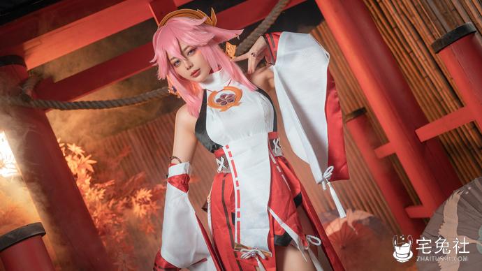 阿九从不咕咕 cosplay作品003 八重神子 (2) 宅兔社.jpg 阿九从不咕咕全套cos图片合集 肉墩墩的八重樱子你扛得住吗?