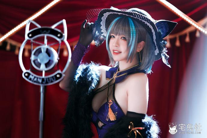 半半子 cosplay作品 柴郡旗袍 (1) 宅兔社.jpg