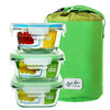 

【Jingdong Supermarket】 Beit Aisi heat-resistant glass crisper three-piece (400ml + 450ml * 2) oven microwave oven lunch box RL3-02B send blue bag