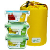 

Jingdong Supermarket Beit Aisi heat-resistant glass crisper three-piece 400ml 450ml 2 oven microwave oven lunch box RL3-02B send blue bag