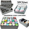 3PCS Canvas Organizer Underwear Tie Bra Socks Drawer Closet Container Cosmetic Container Divider Storage Boxes