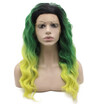 Iwona Synthetic Hair Lace Front Long Wavy Ombre Three Tone Green Wig iwona kopen in de aanbieding