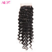 Alot Hair Malaysian Virgin Deep Wave Closure High Quality Human Weave 4X4 Lace With Baby huismerk kopen in de aanbieding