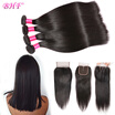Bhf Hair Bundles With Closure Straight Weave Brazilian Virgin Free Shipping bhf kopen in de aanbieding