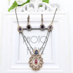 Vintage Women Flower Jewelry Sets Turkish Long Necklace Resin Drop Earring Antique Gold Color India Peacock Bridal Jewelry Sets