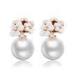 2018 new arrival design fashion simulated pearl Stud Earrings for Women Double Side Faces rose gold Jewelry E1990
