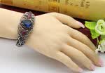New Arabesque Turkish Water Drop Green Resin Bangles Cuff Women Vintage Hollow Flower Antique Gold Color Bracelet India Bride