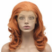 Medium Long Wavy Heat Resistant Fiber Peach Pink Lace Front Wig huismerk kopen in de aanbieding