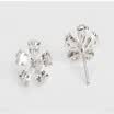 Aiyaya Fashion Jewelry 5 leaf Flower Clear Rhinestones Stud Earrings For Teengirls Womens