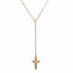 Collar de cadena colgante con caída de oro rosa y cruz pequeña