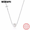 Yeelivan Personality Crystal Cross Female Short Necklace 925 Sterling Silver Jewelry Sweet Simple Wild Pearl Pendant For Women yeelivan kopen in de aanbieding Yeelivan Personality Crystal Cross Female Short Necklace 925 Sterling Silver Jewelry Sweet Simple Wild Pearl Pendant For Women yeelivan kopen in de aanbieding