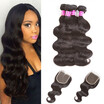 Glary Cheap Indian Human Hair Wefts Body Wave Bundles With Closure Wholesale Virgin Weaves 4 glary kopen in de aanbieding