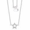 Collar de cadena cruzada de doble capa estrella corazón encanto para las mujeres