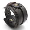 Hpolw Wide Genuine Leather Mens Bangle Cuff Bracelet Fits 75 to 85 Color Brown