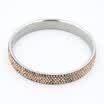 Womens Full Shining Rhinestones Colorful Round Stainless Steel Bangle Yellow