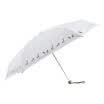 IDREAMY Black Rubber Sunshade Sun umbrella Small fresh printing Lightweight Portable 50 Rain&Rain Dual-use Pocket Umbrella 32513 White