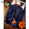 Ailooge Mens 2018 New Winter Stand Collar Casual Solid Color Fleece Corduroy Wool Warm Shirt Fashion Male Long Sleeve Shirts Blouses ailooge kopen in de aanbieding