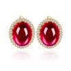 Aiyaya Fashion Jewelry Purple Sapphire Stud Micro Cubic Zircon Big Round Clip Earrings