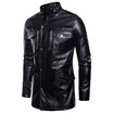 Aowofs2018 Autumn New Long Leather Coat Collar Four Pockets Motorcycle Jacket B036 aowofs kopen in de aanbieding