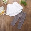 Toddler Kid Baby Girl Chiffon Tops Camiseta Rayas Pantalones Pantalones Ropa Casual