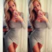 Moda mujer Casual manga larga Bodycon cóctel fiesta de noche mini vestido corto