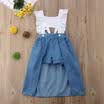 Toddle Baby Kids Girls Dress Tops Pantalones cortos de mezclilla Trailing Sundress Ropa Outfit