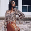 Meihuid Women V Neck Leopard Long Sleeve T Shirt Pullover Crop Short Tops Sexy meihuid kopen in de aanbieding