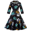 Gbtiger Vintage Leaves Print Skater Pin Up Dress gbtiger kopen in de aanbieding