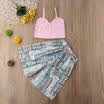 2PCS Kids Baby Girl Summer Clothes Bow Tie VestLoose Floral Pants Leggings Set