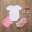 Duopindun 4Pcs Newborn Baby Girl Romper Floral Shorts Dressleg Warmer Headband Outfit duopindun kopen in de aanbieding