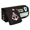 Sauze culture simple creative large capacity canvas pencil boy models - naval wind children student pencil bag stationery box cool black