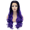 Iwona Synthetic Hair Lace Front Long Wavy Black Violet Purple Two Tone Ombre Wig iwona kopen in de aanbieding