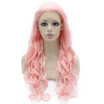 Iwona Synthetic Hair Lace Front Long Wavy Pink Wig iwona kopen in de aanbieding