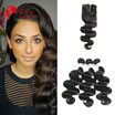 Remy Human Hair Indian Body Wave With Closure 7A 3 Bundles Virgin remy human hair kopen in de aanbieding