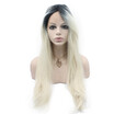 Iwona Synthetic Hair Lace Front Long Stright Ombre Blonde Two Tone Wig iwona kopen in de aanbieding