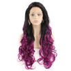 Iwona Synthetic Hair Lace Front Long Wavy Black Purple Two Tone Ombre Wig iwona kopen in de aanbieding